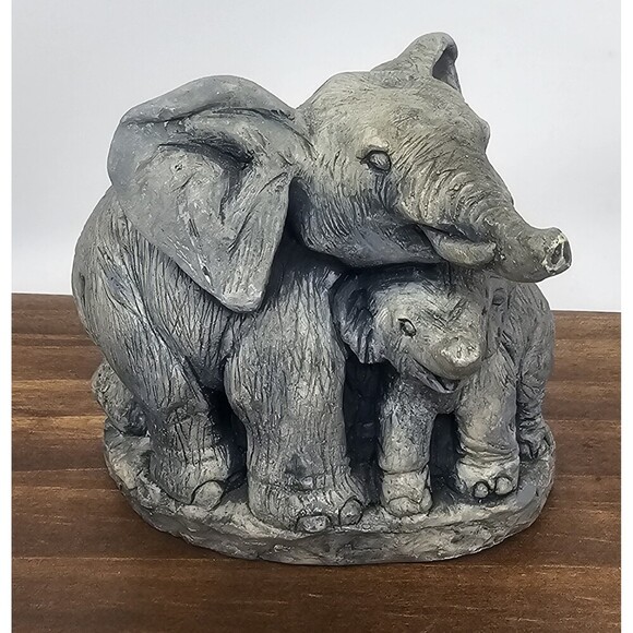 None Other - Vintage Mt. St. Helen's Volcanic Ash Elephant & Calf Figurine Sculpture 80s 3x3"